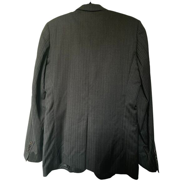 BROOKS BROTHERS Mens 43L Charcoal Gray Stripe Wool Blazer Suit Jacket 1818 Italy - Picture 3 of 14